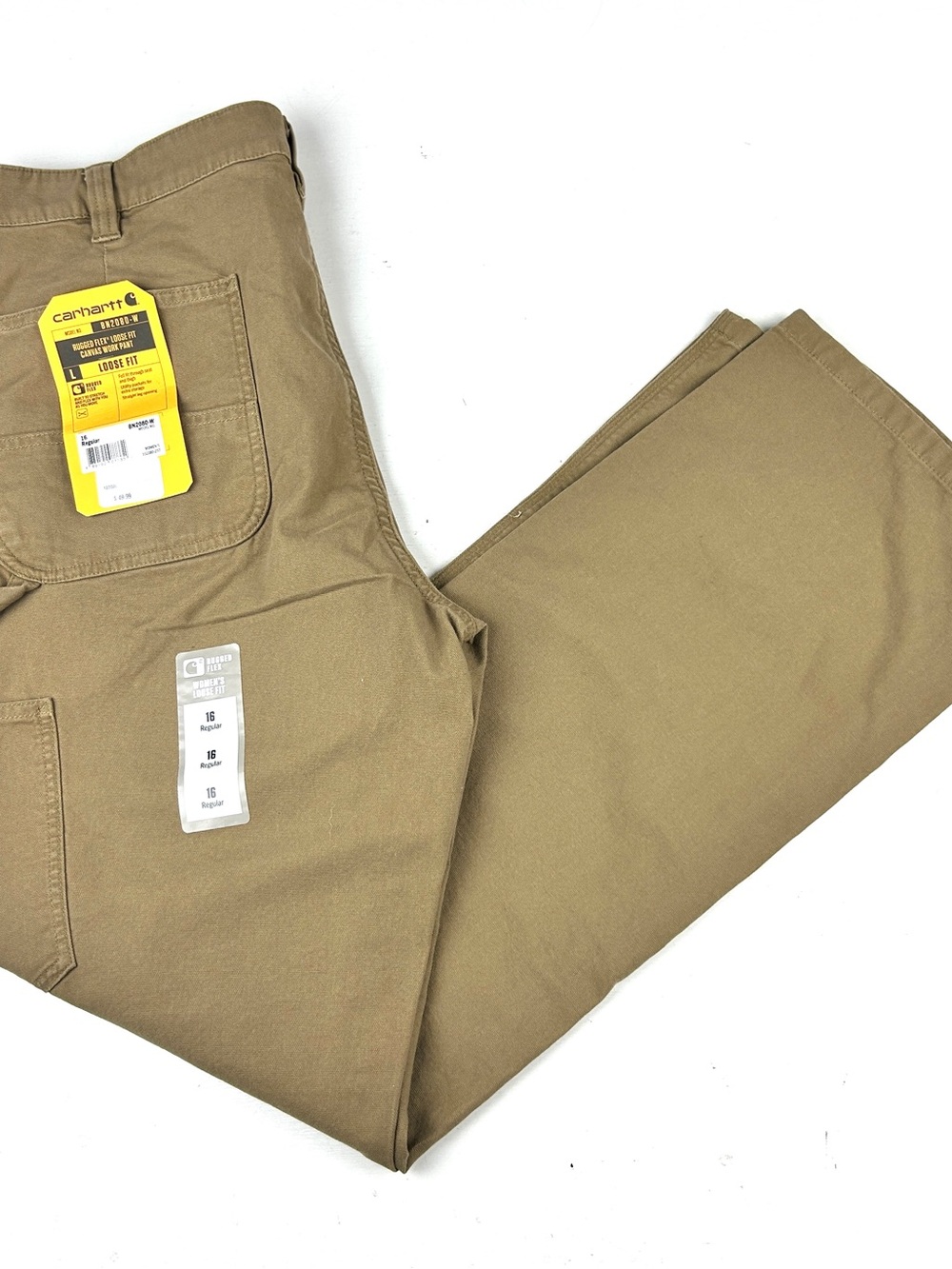 NEW Carhartt Rugged Flex Canvas Work Pant Womens 16 Regular Beige BN2080-W